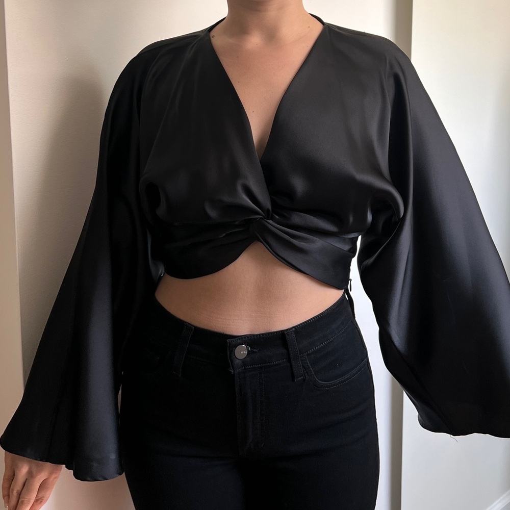 Zara Black Satin Women's Top